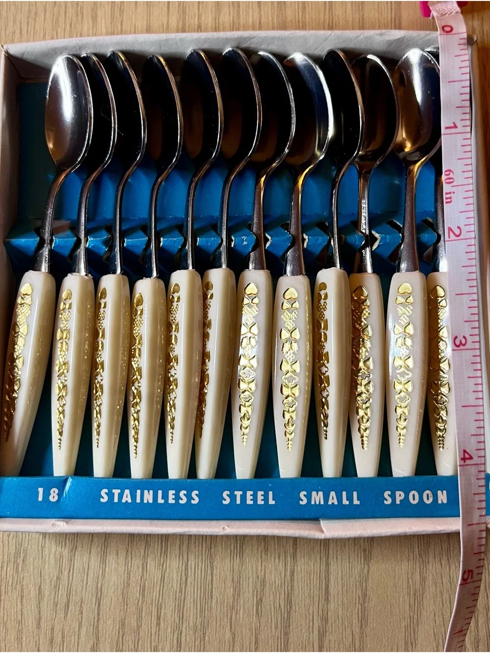 Vintage MCM White Gold Filigree Demitasse Espresso Spoons Set of 12